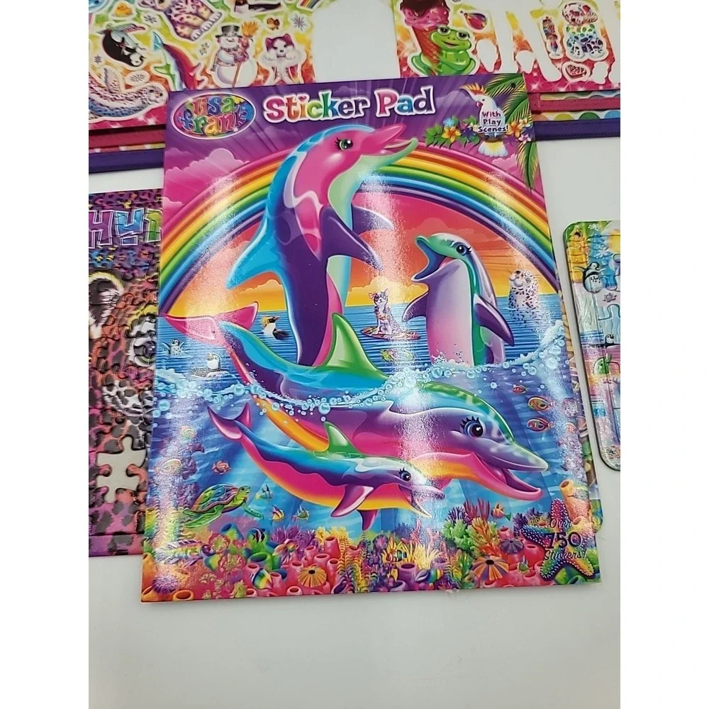 2022 Lisa Frank Tri-fold Case Puzzles Stickers Coloring Book Set‎ Lot